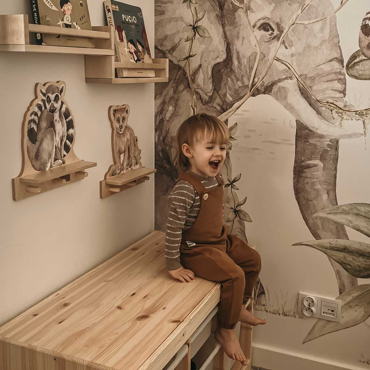 elegant lemur wall shelf in a sophisticated home office setting with soft lighting