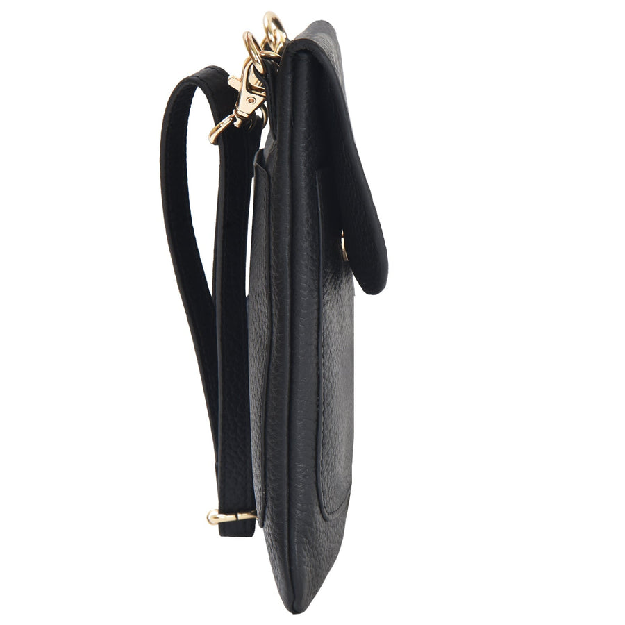 Black Crossbody Phone Leather Bag – Stylish & Eco-Friendly by Brix + Bailey at www.brixbailey.com