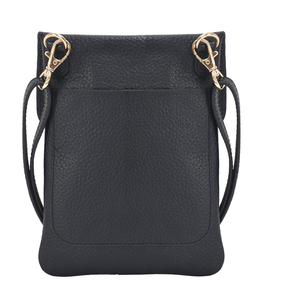 Black Crossbody Phone Leather Bag – Stylish & Eco-Friendly by Brix + Bailey at www.brixbailey.com