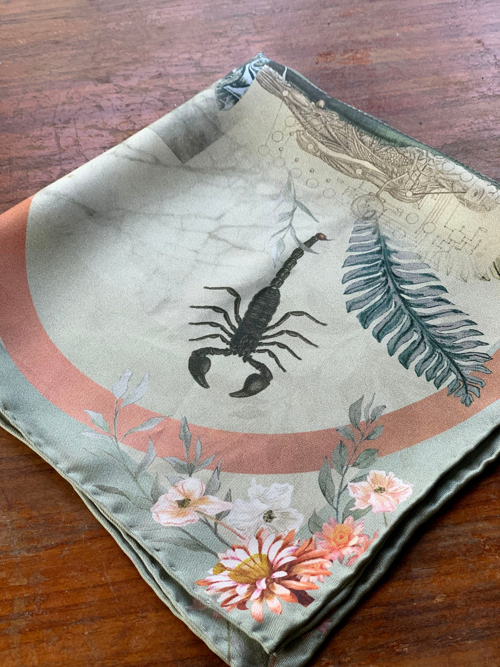 Sage Green Silk Pocket Square and Tie Gift Set Mirage Desert Design