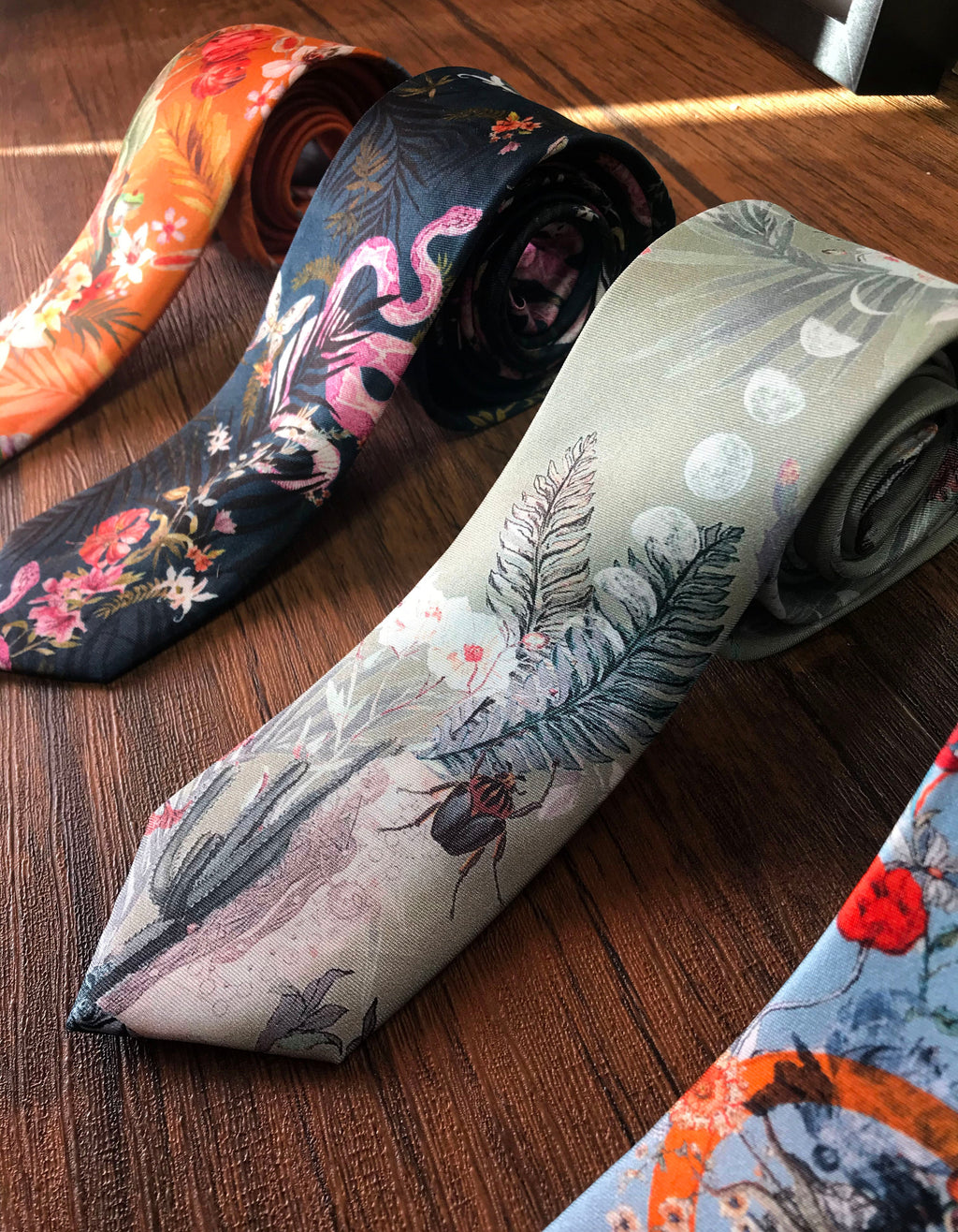 Sage Green Silk Tie with Desert Watercolour Design