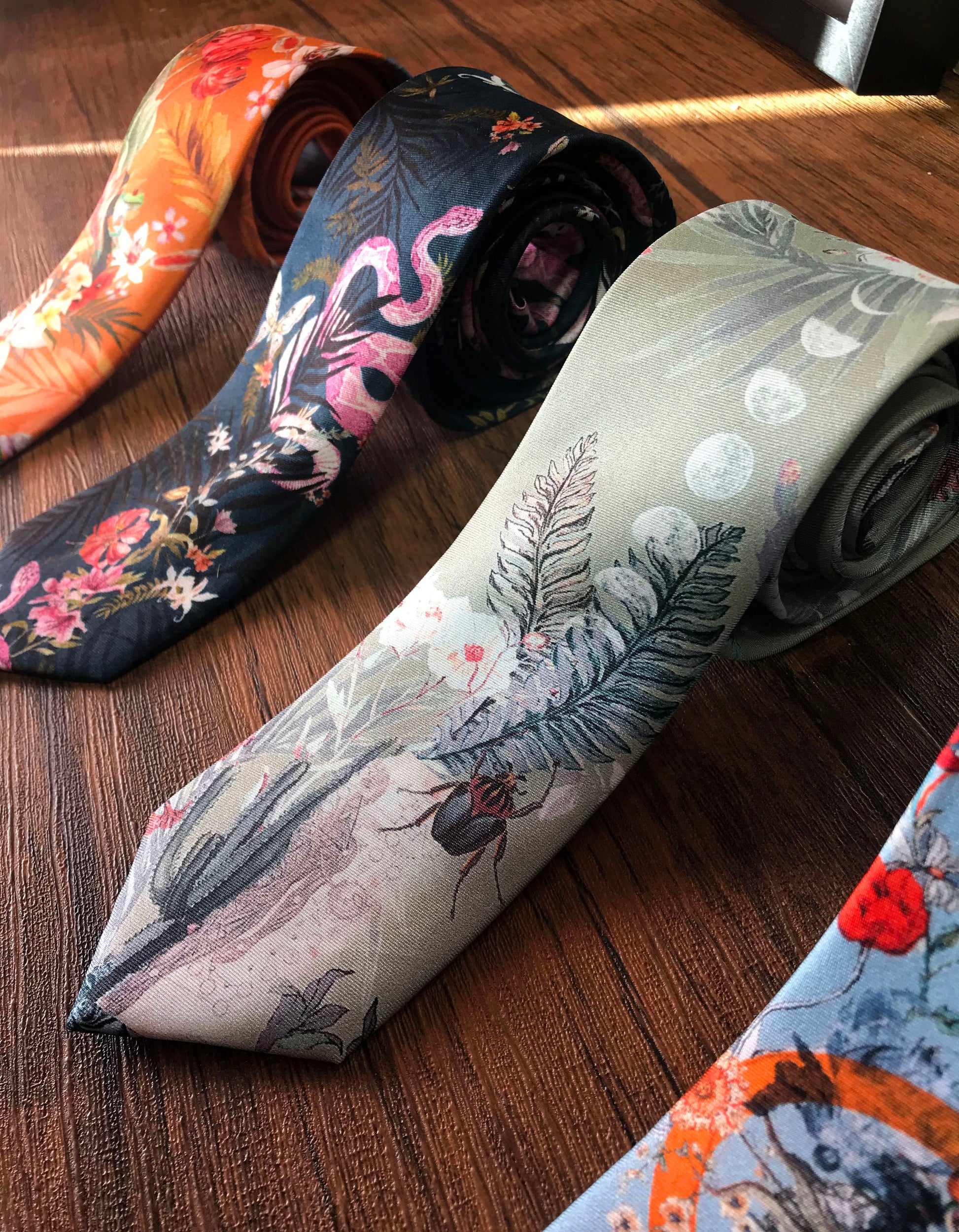 Sage Green Silk Tie with Desert Watercolour Design