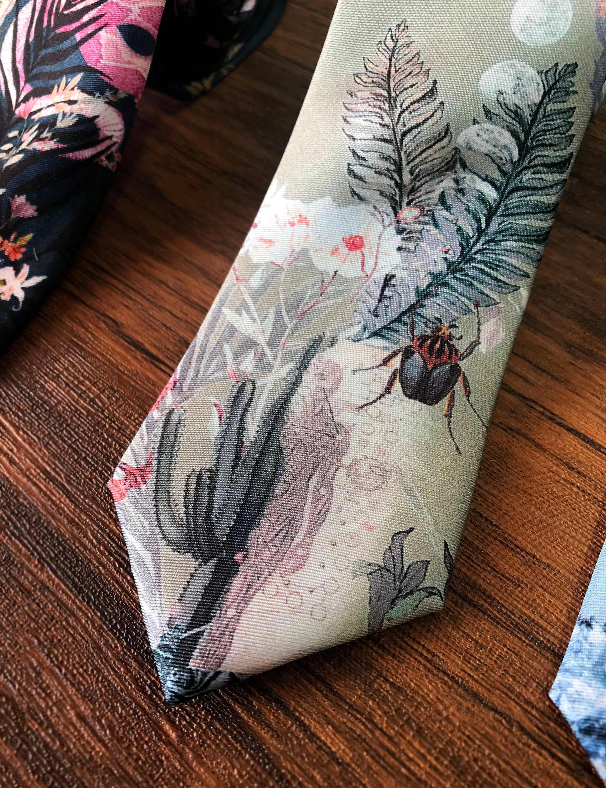 Sage Green Silk Tie with Desert Watercolour Design