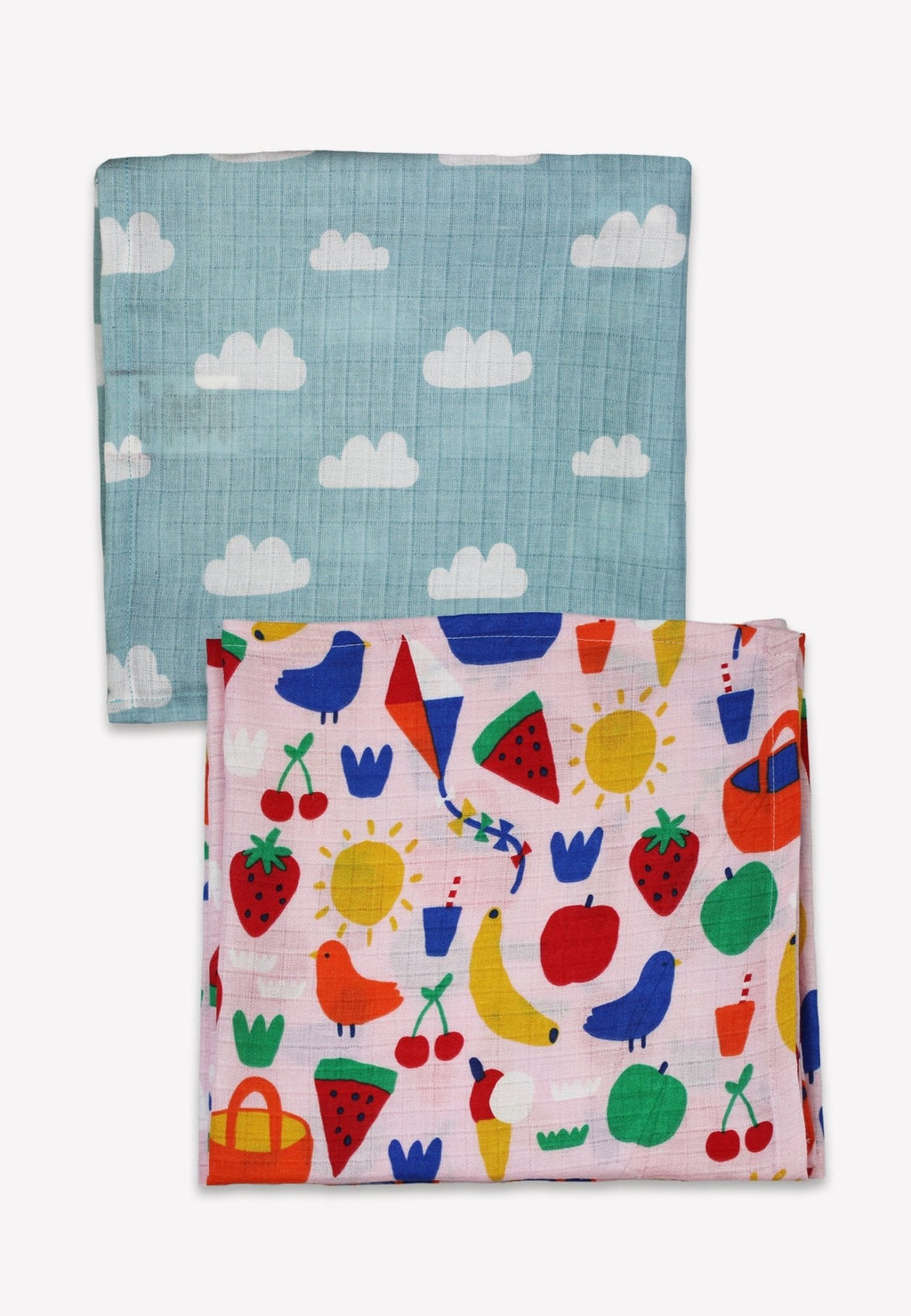 Organic Picnic Print Muslin Cloths 2 Pack