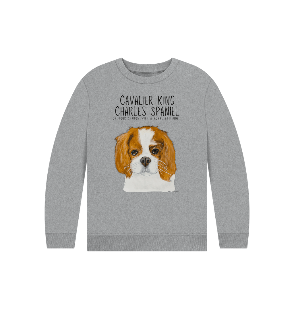 Royal Shadows & Snack Time: Eco Kids Sweatshirt with Cavalier Charm