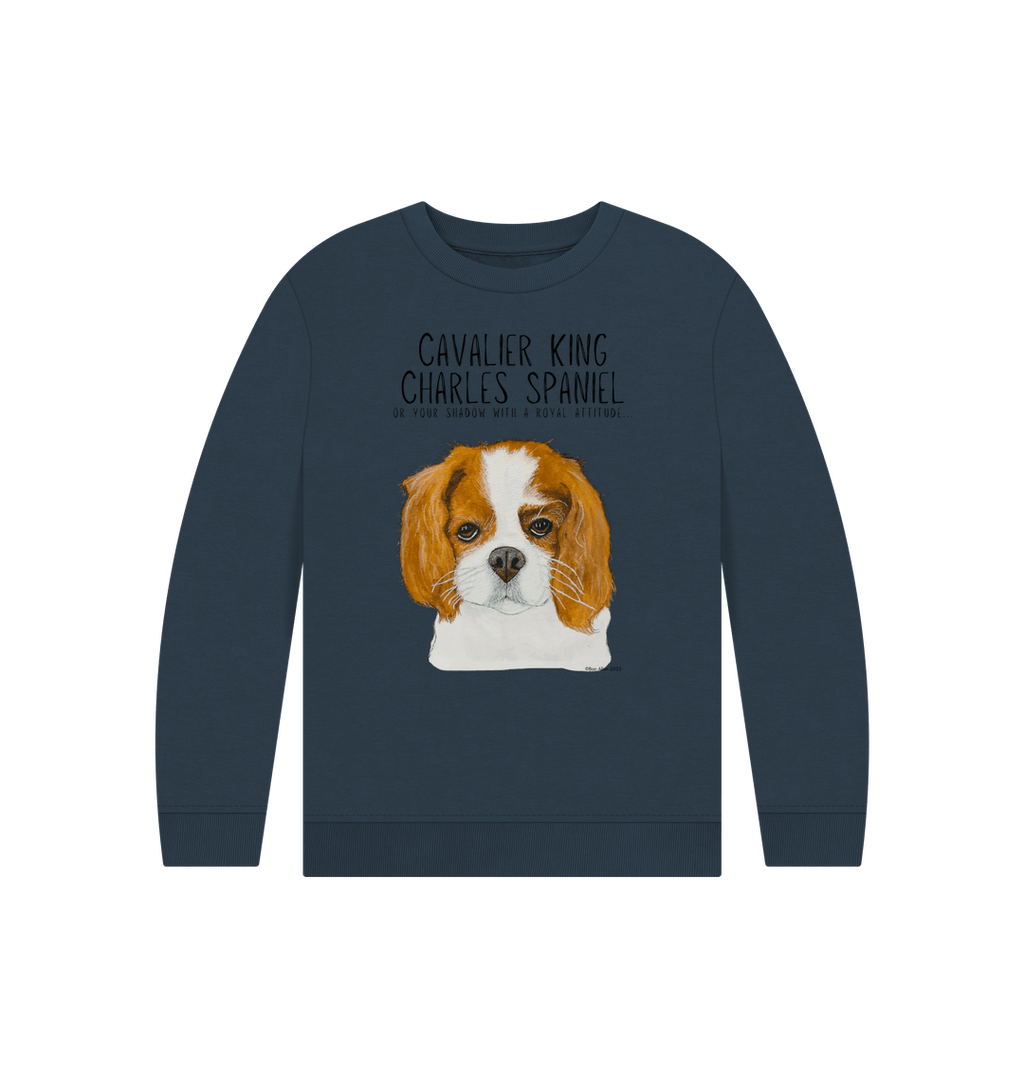 Royal Shadows & Snack Time: Eco Kids Sweatshirt with Cavalier Charm
