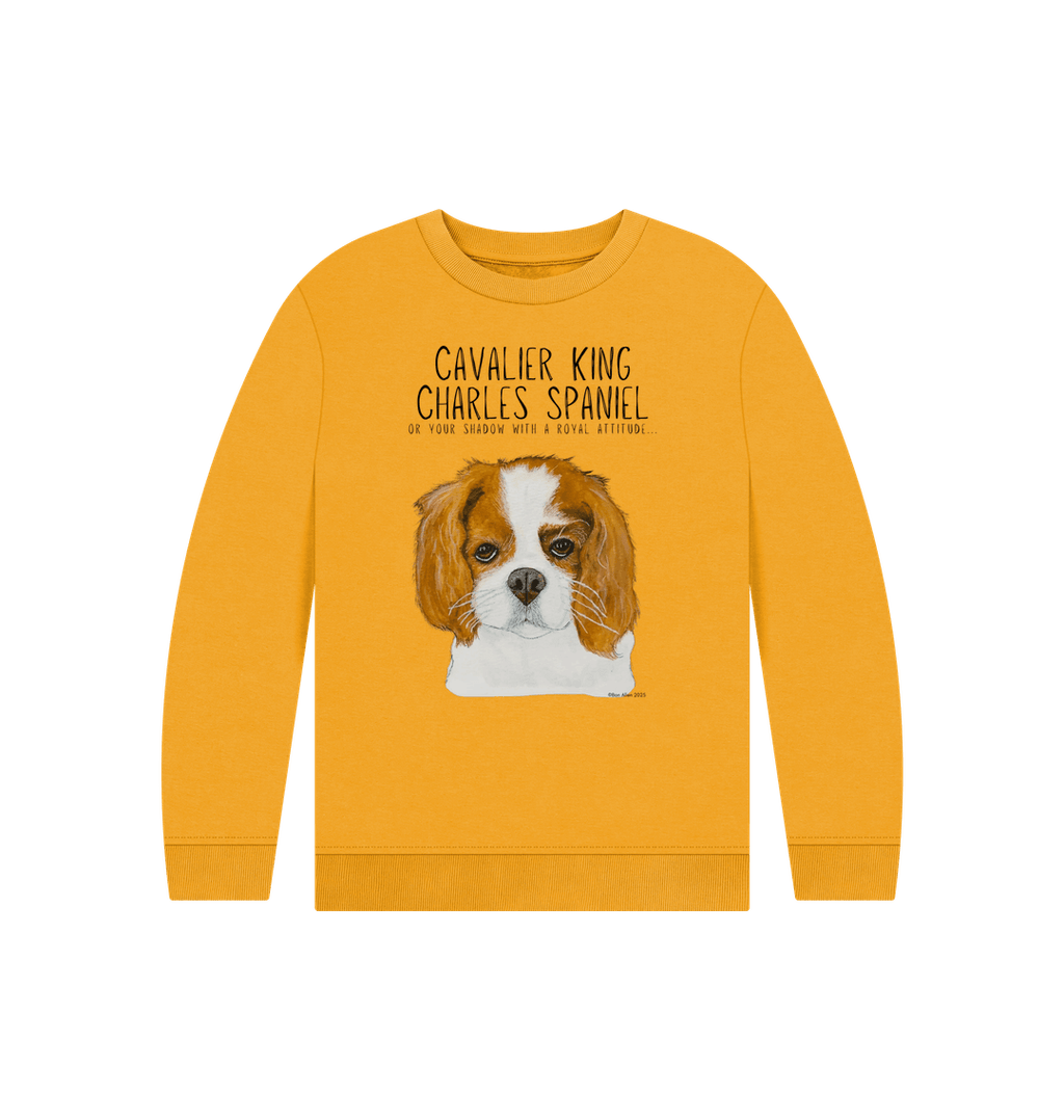 Royal Shadows & Snack Time: Eco Kids Sweatshirt with Cavalier Charm