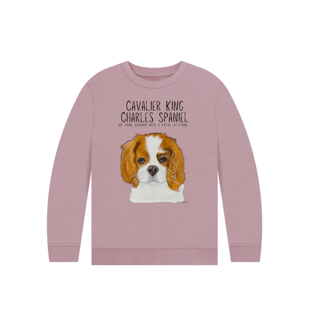 Royal Shadows & Snack Time: Eco Kids Sweatshirt with Cavalier Charm