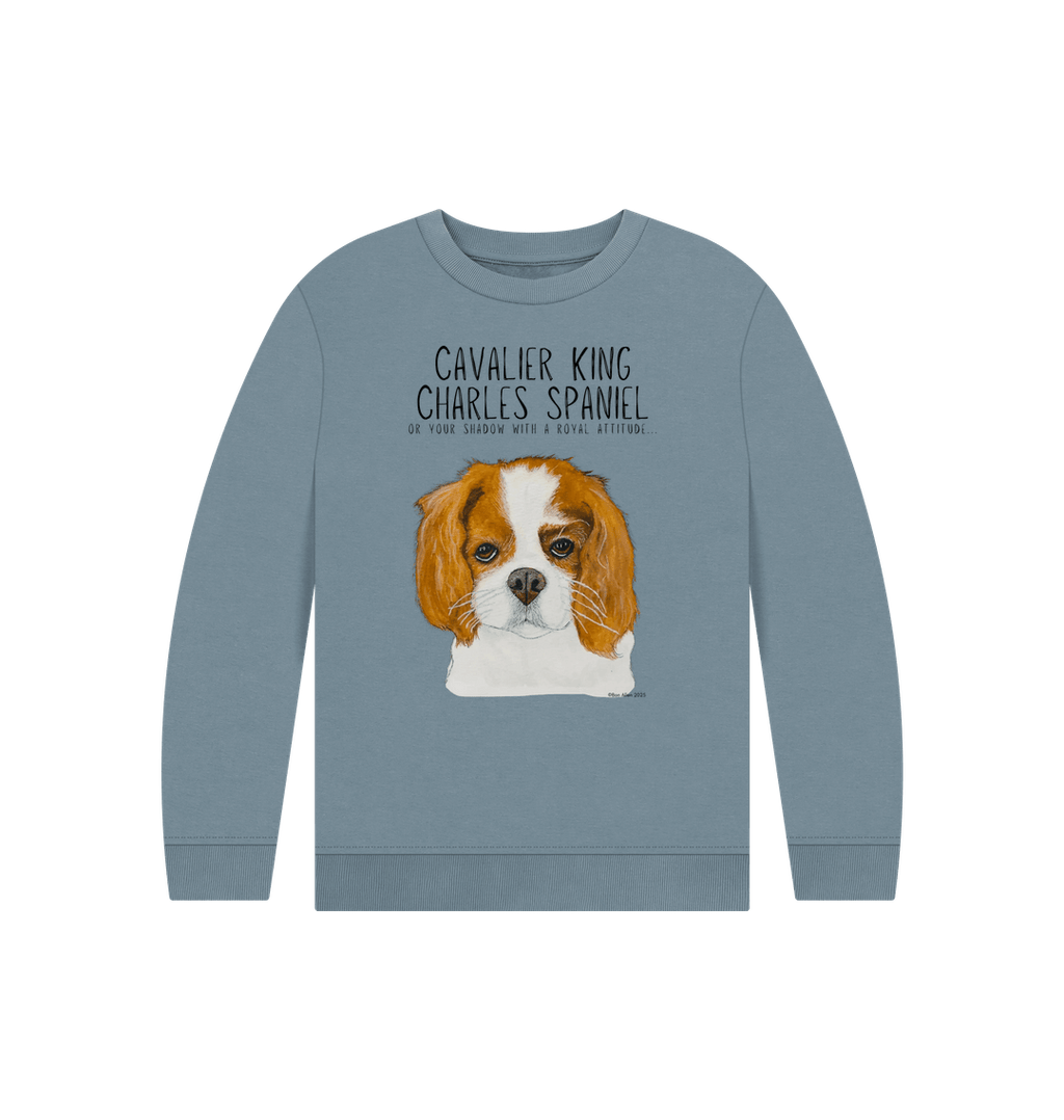 Royal Shadows & Snack Time: Eco Kids Sweatshirt with Cavalier Charm