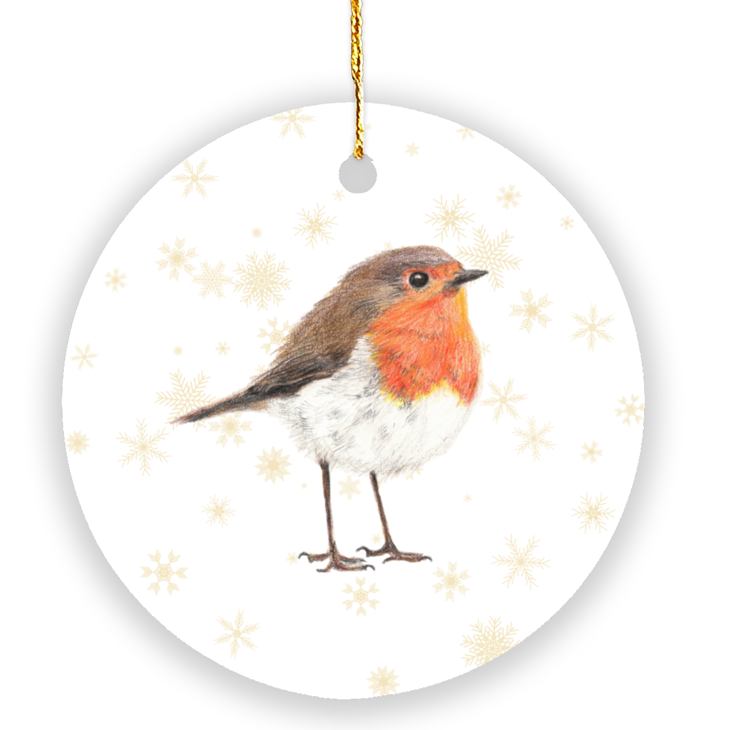 Hand Drawn Robin Christmas Tree Ornament Woodland Wildlife Decor