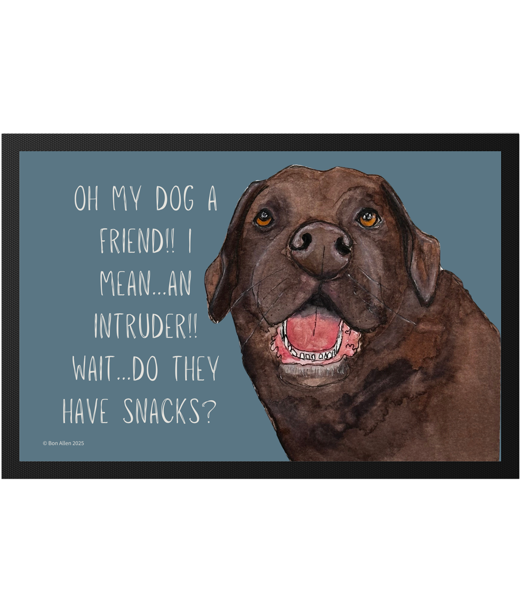 Chocolate Labrador Welcome Mat – Is It a Friend, Intruder… or Snack Delivery?!