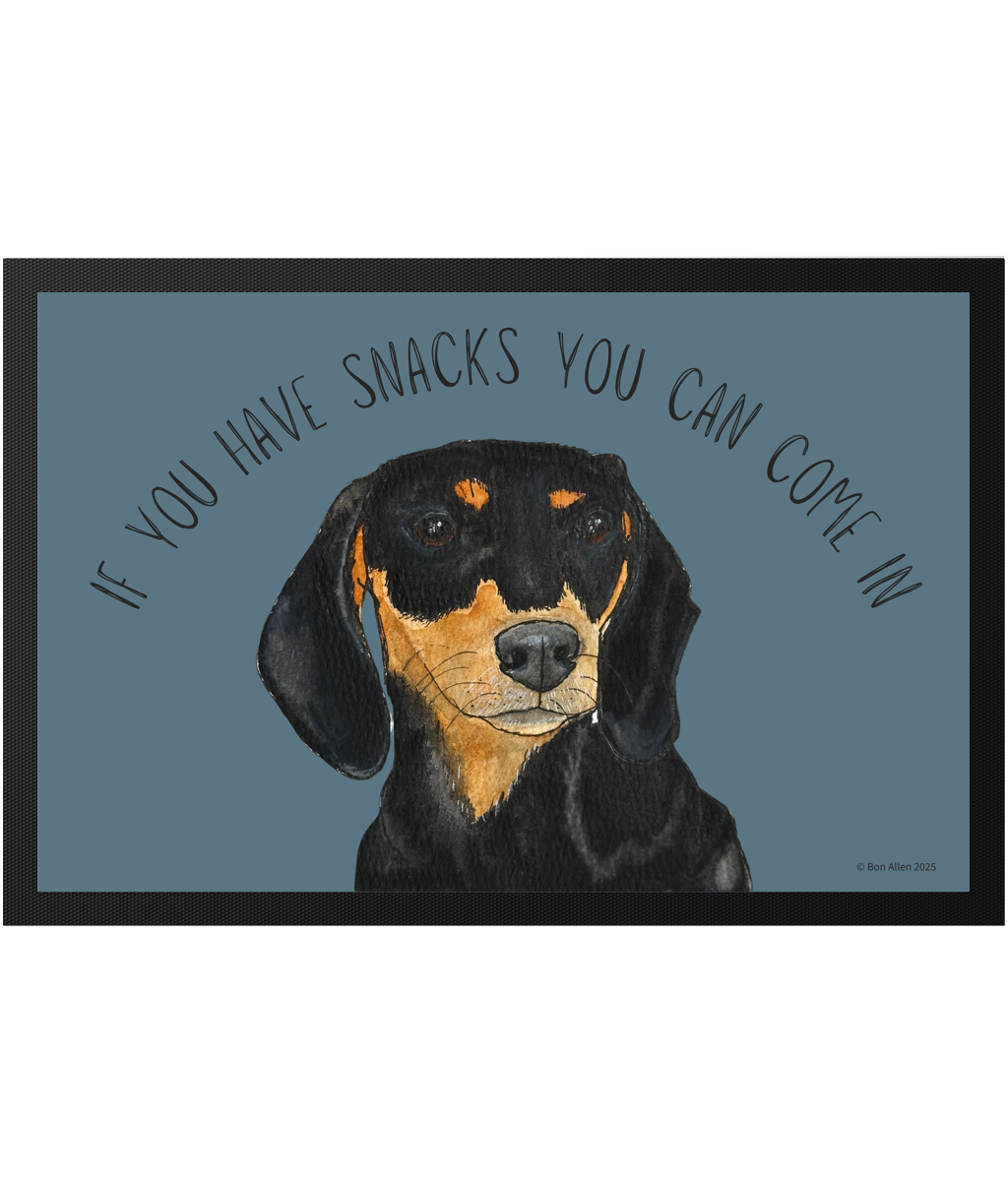 Snacks-Only VIP Access: The Black & Tan Dachshund Doormat!