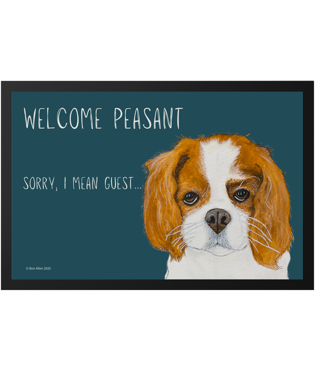 Royal Entry Only: Cavalier King Charles Spaniel Doormat – ‘Welcome Peasant’ Edition