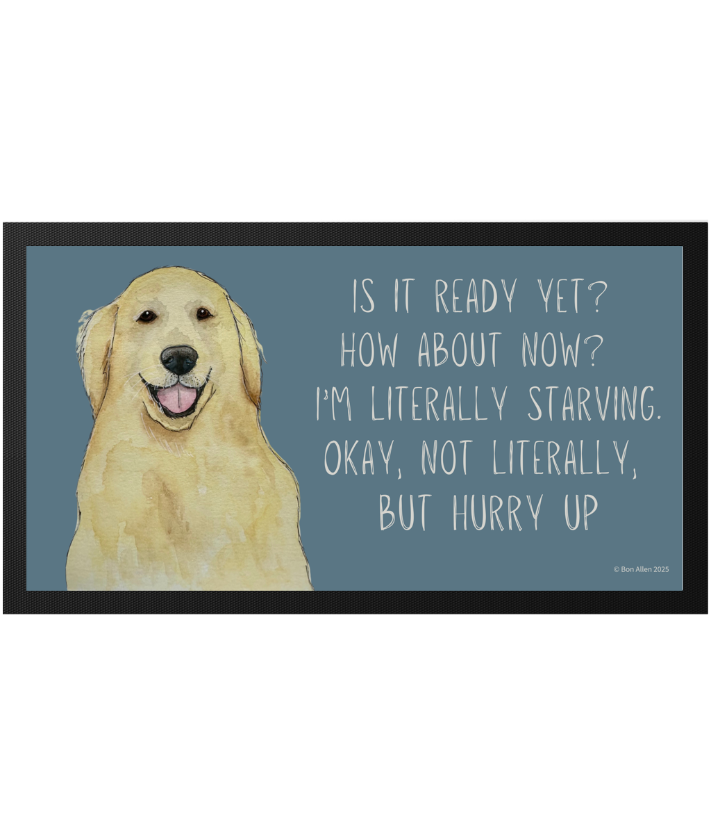 Golden Retriever’s Ultimate Feast Mat – Hurry Up, Hooman!