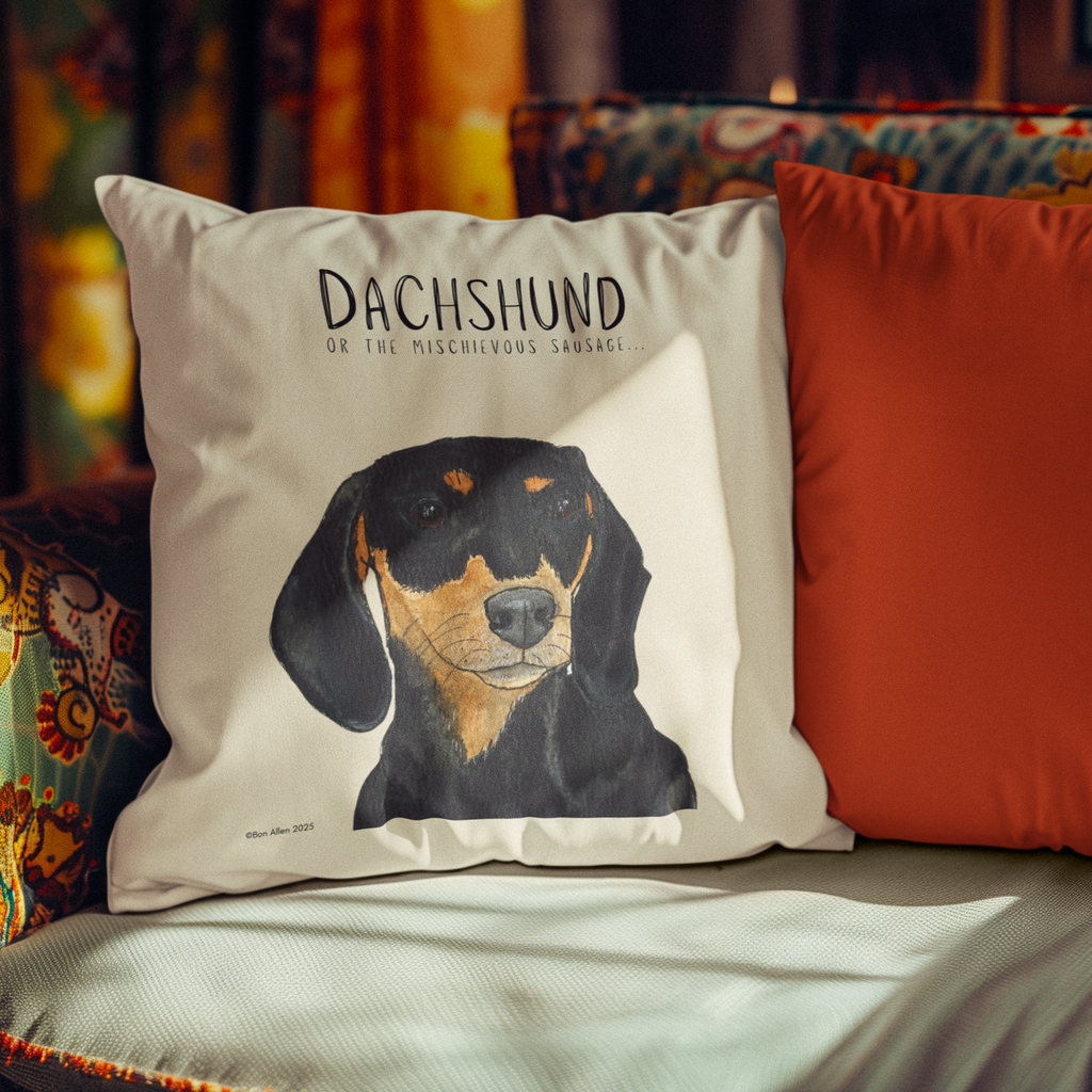 Dachshund Cushion Cover – Mischievous Hot Dog Energy!