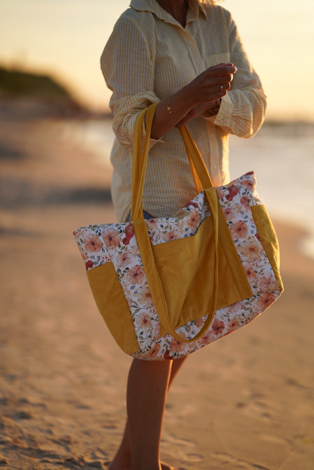 playful floral velvet weekender bag with multiple pockets, perfect for moms on the go