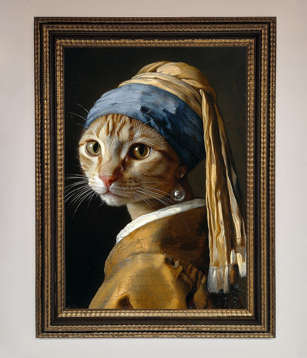 Mona Lisa Cat Framed Poster