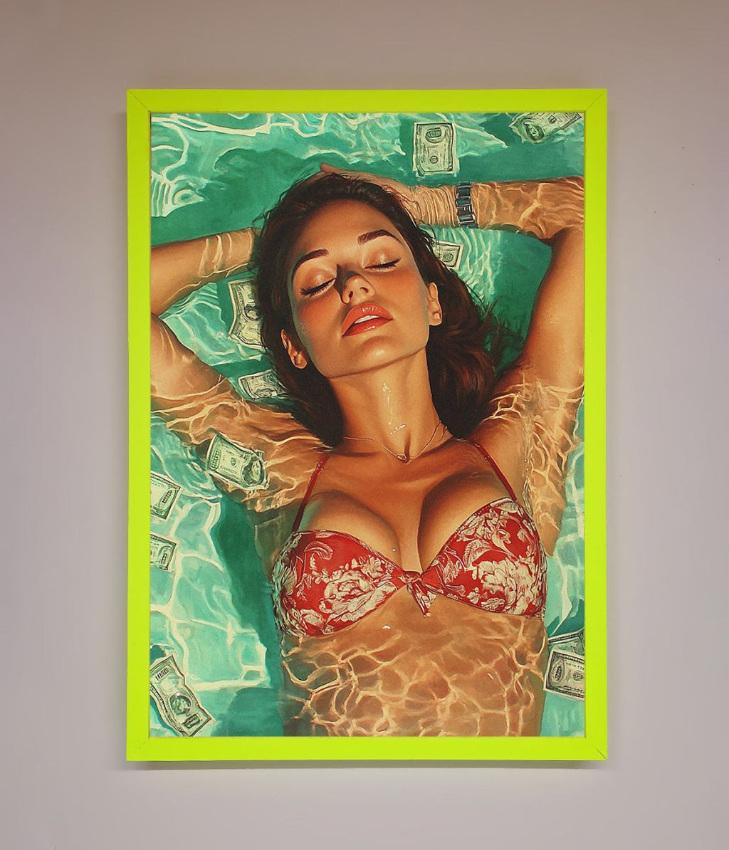 Money Pool Babe Framed Wall Art
