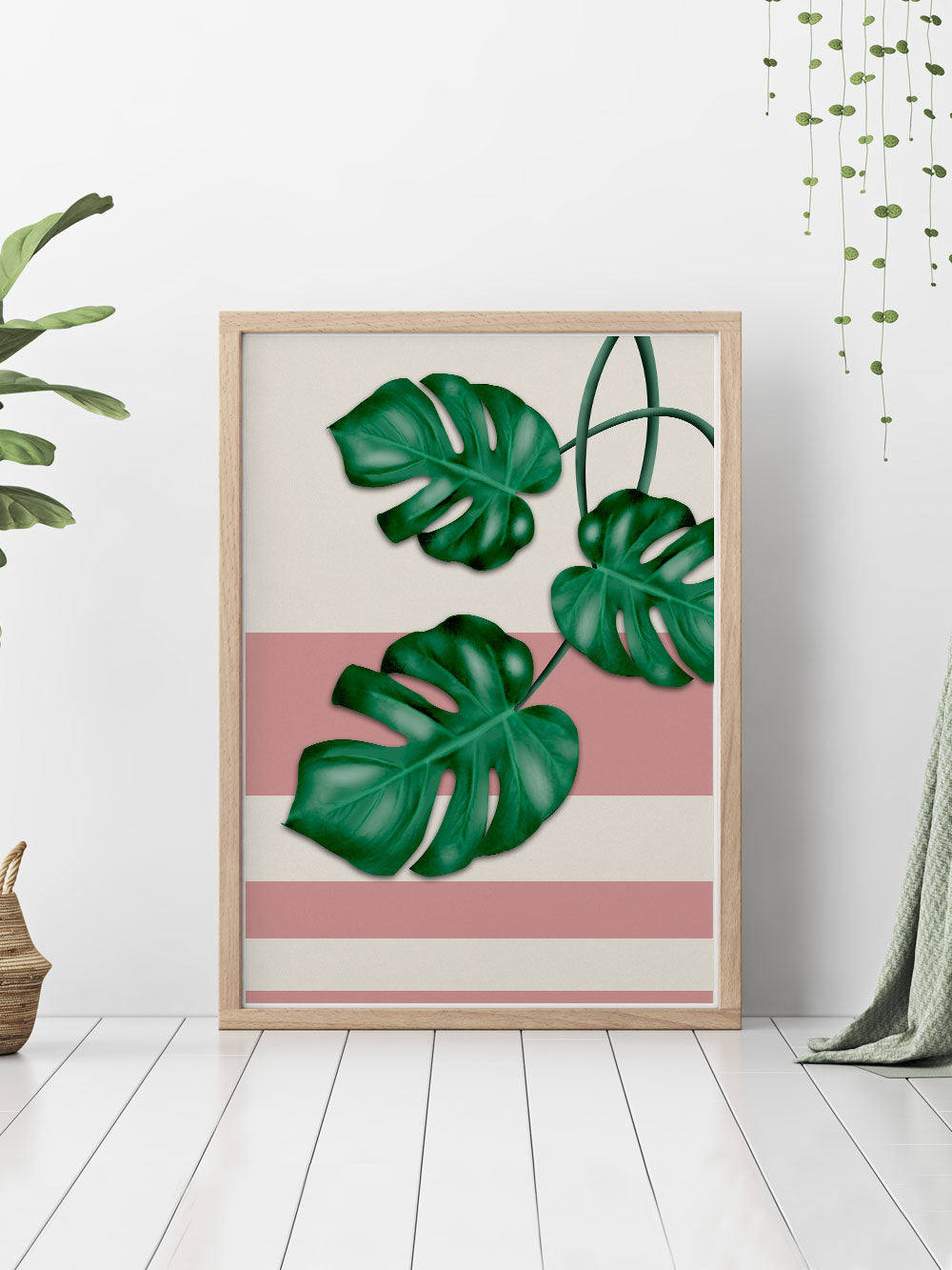 monstera deliciosa pink Pink Monstera Deliciosa Print Wall Art – Söstter