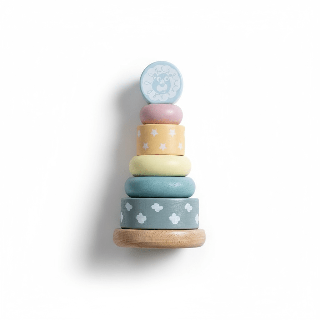Montessori Rainbow Tower Wooden Stacking Rings