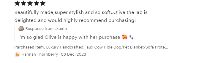 Luxury Handcrafted Faux Cow Hide Pet Blanket and Sofa Protector