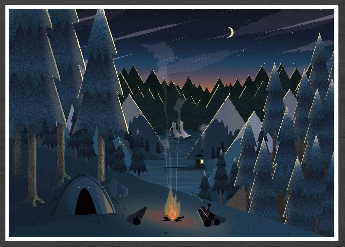 Midnight Camping Art for Kids Print