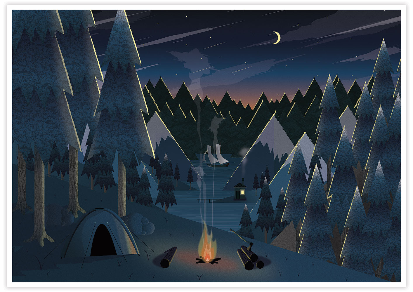 Midnight Camping Art for Kids Print