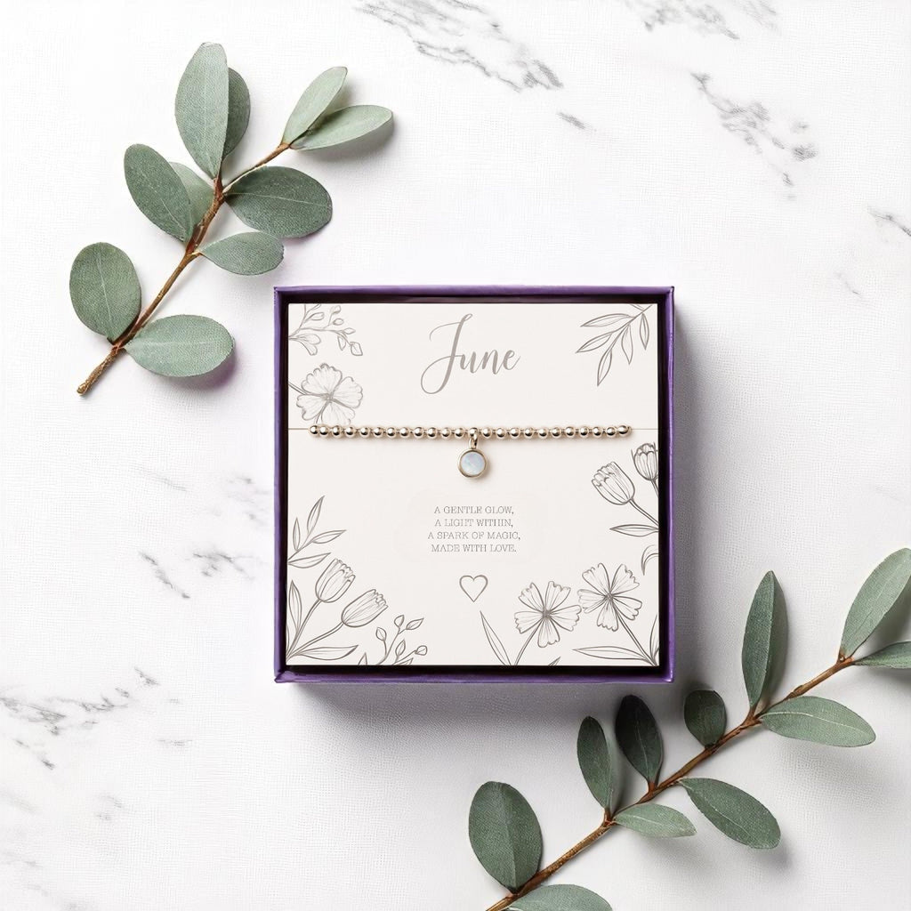 Moonstone Birthstone Bracelet in Sterling Silver or Gold Filled