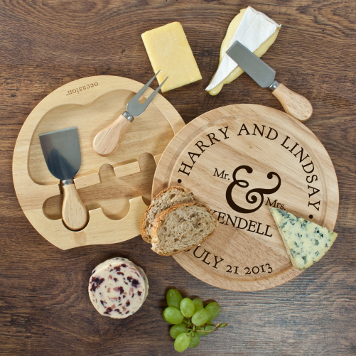Personalised Couple's Classic Cheese Board Set with Knives