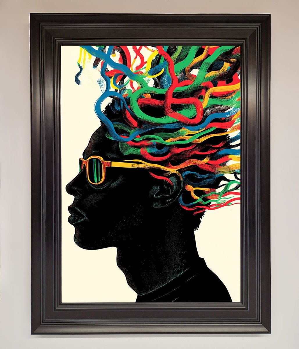 Multicolour Noodle Hair Framed Print