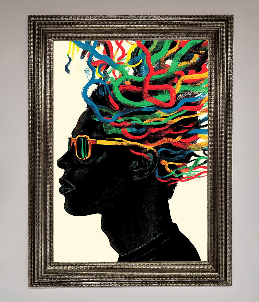 Multicolour Noodle Hair Framed Print
