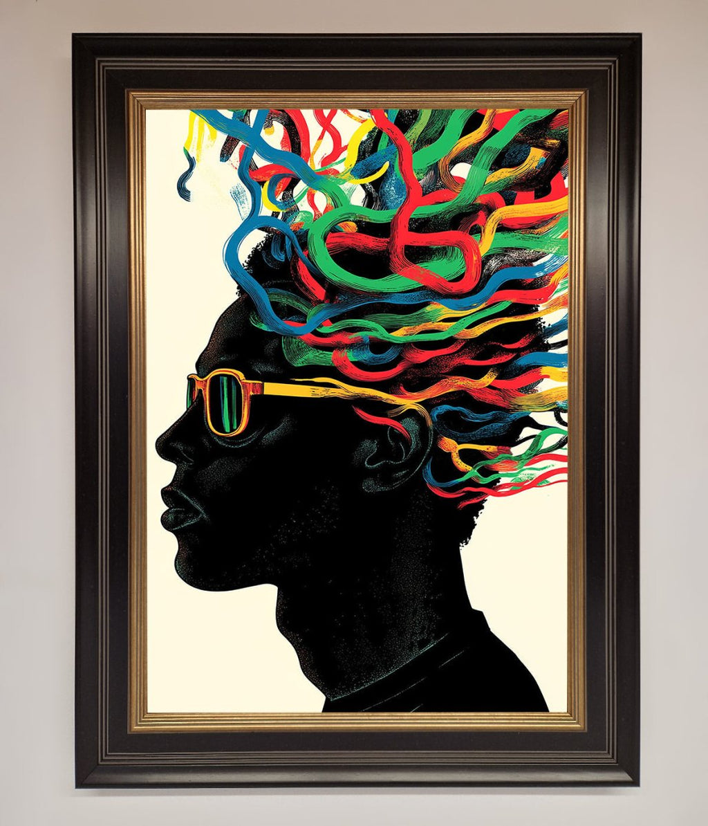 Multicolour Noodle Hair Framed Print