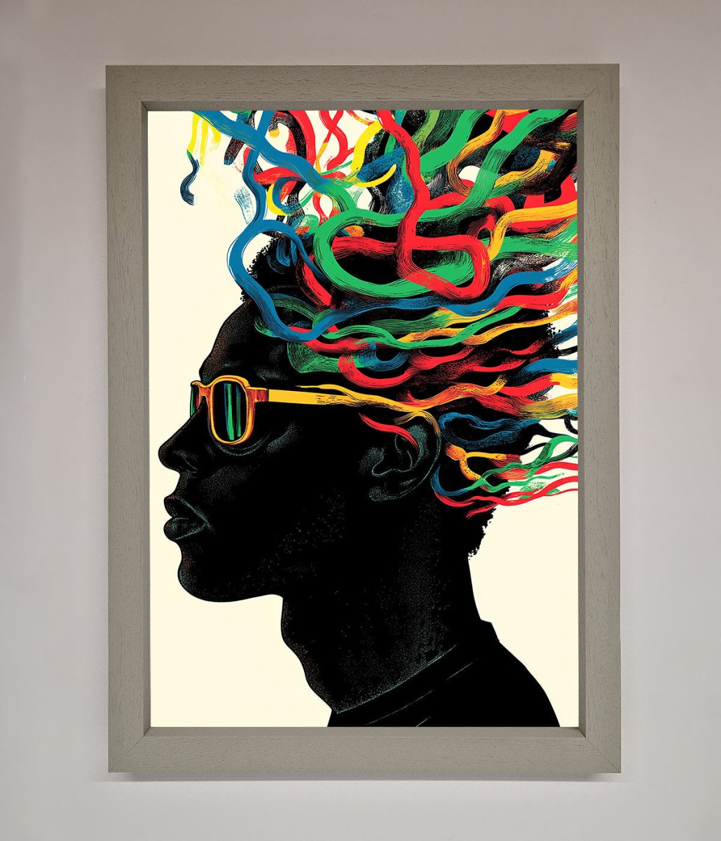 Multicolour Noodle Hair Framed Print