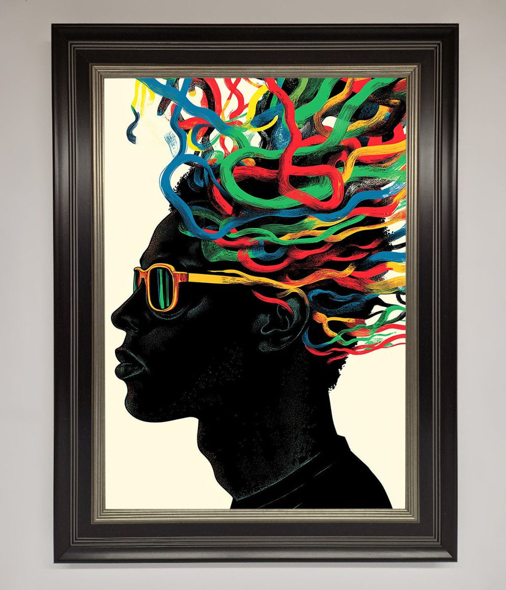Multicolour Noodle Hair Framed Print