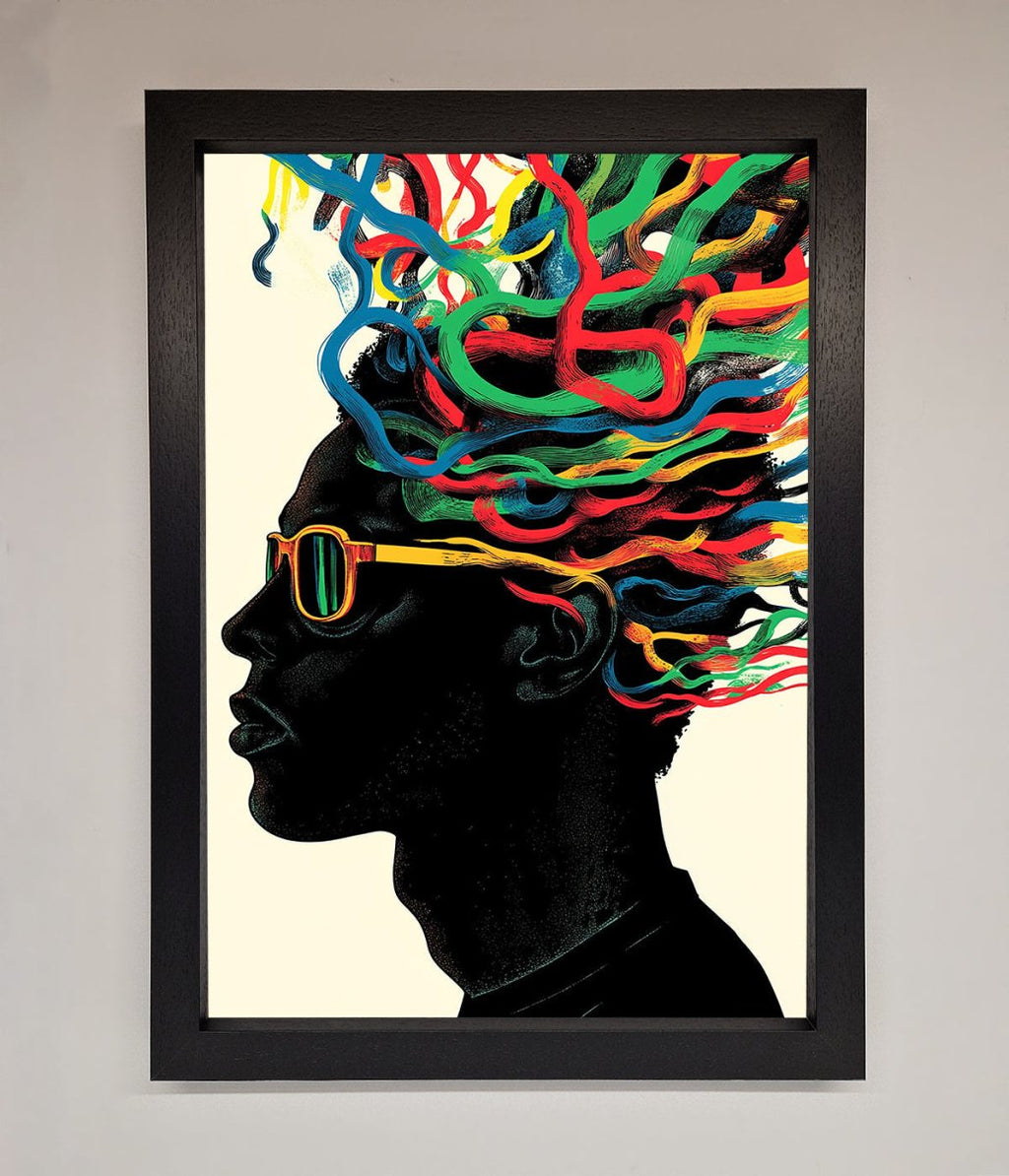 Multicolour Noodle Hair Framed Print