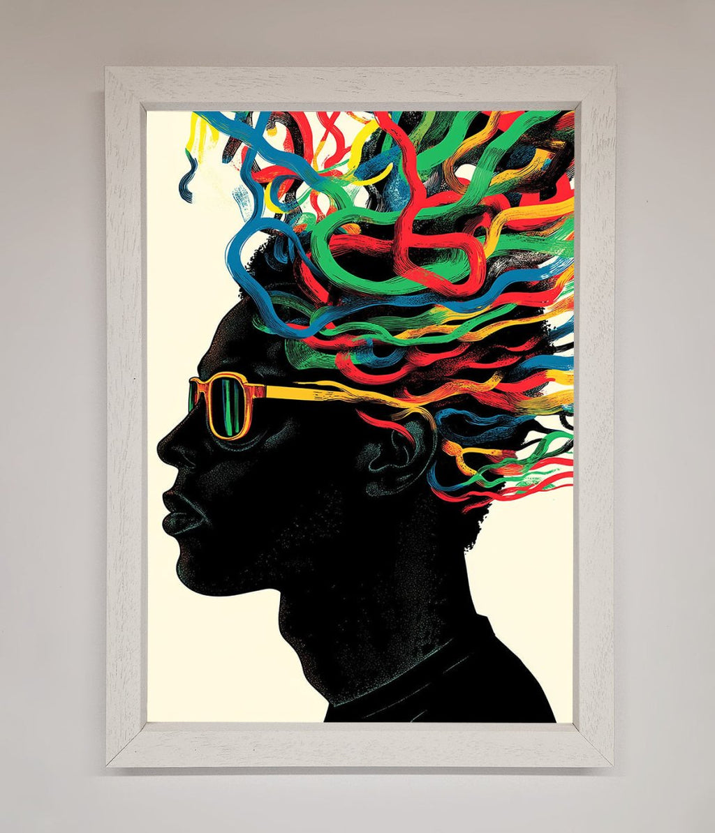 Multicolour Noodle Hair Framed Print