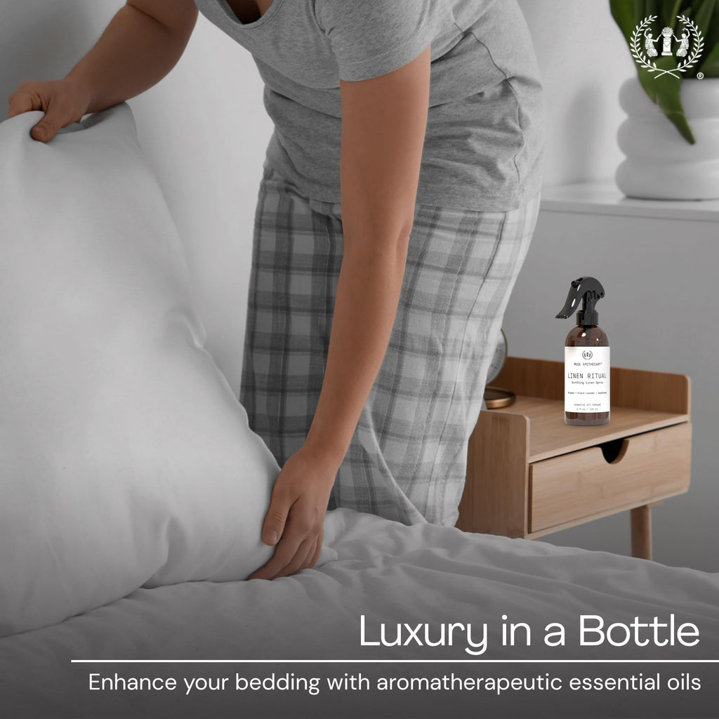Linen Ritual Mist Tonka Bean Amber and Cedarwood 8 oz