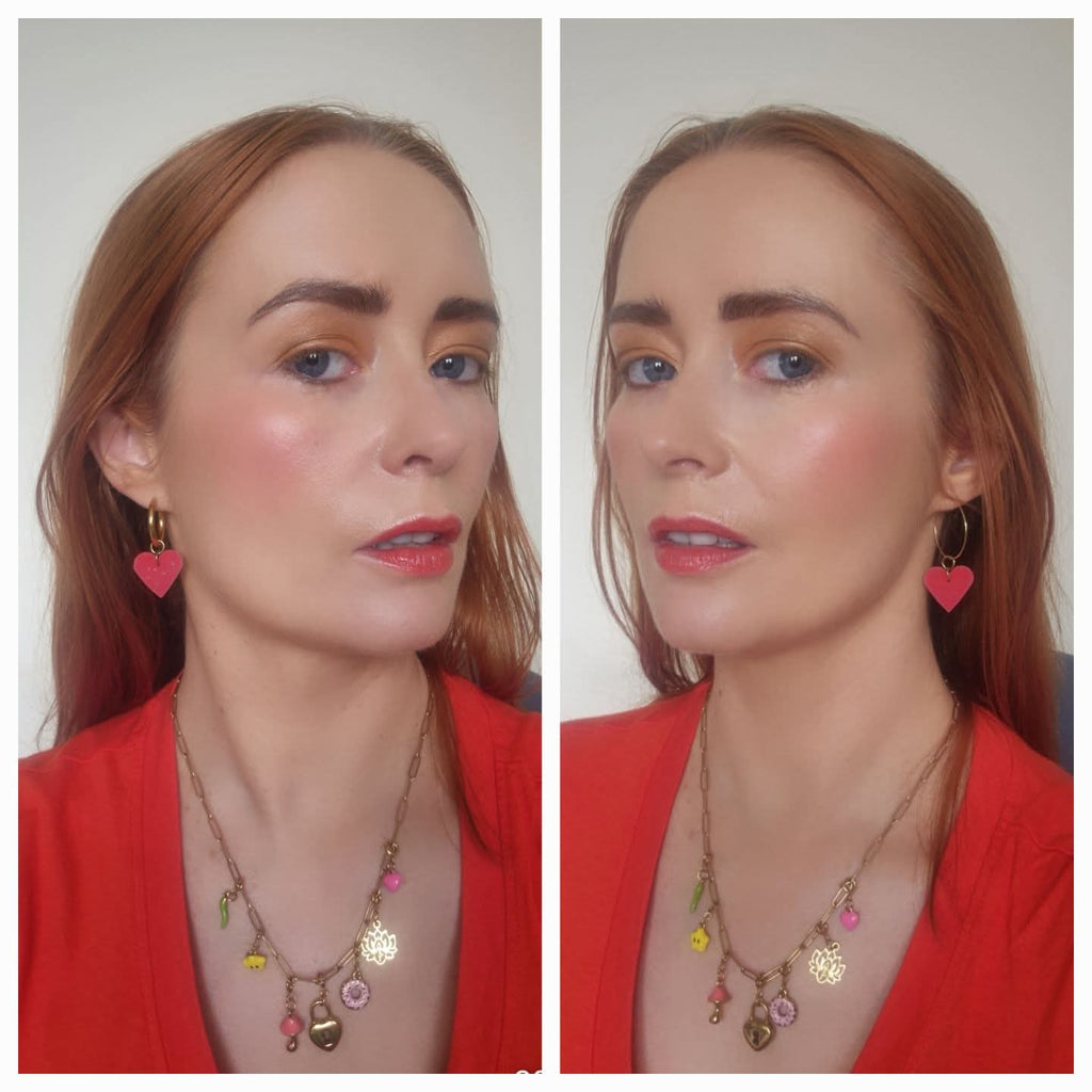 Mustard and pink mini heart cork charms