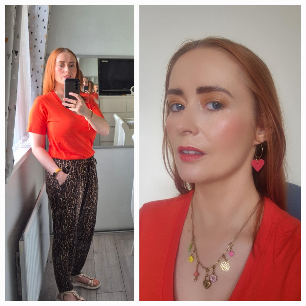 Red and gold mini heart cork charms