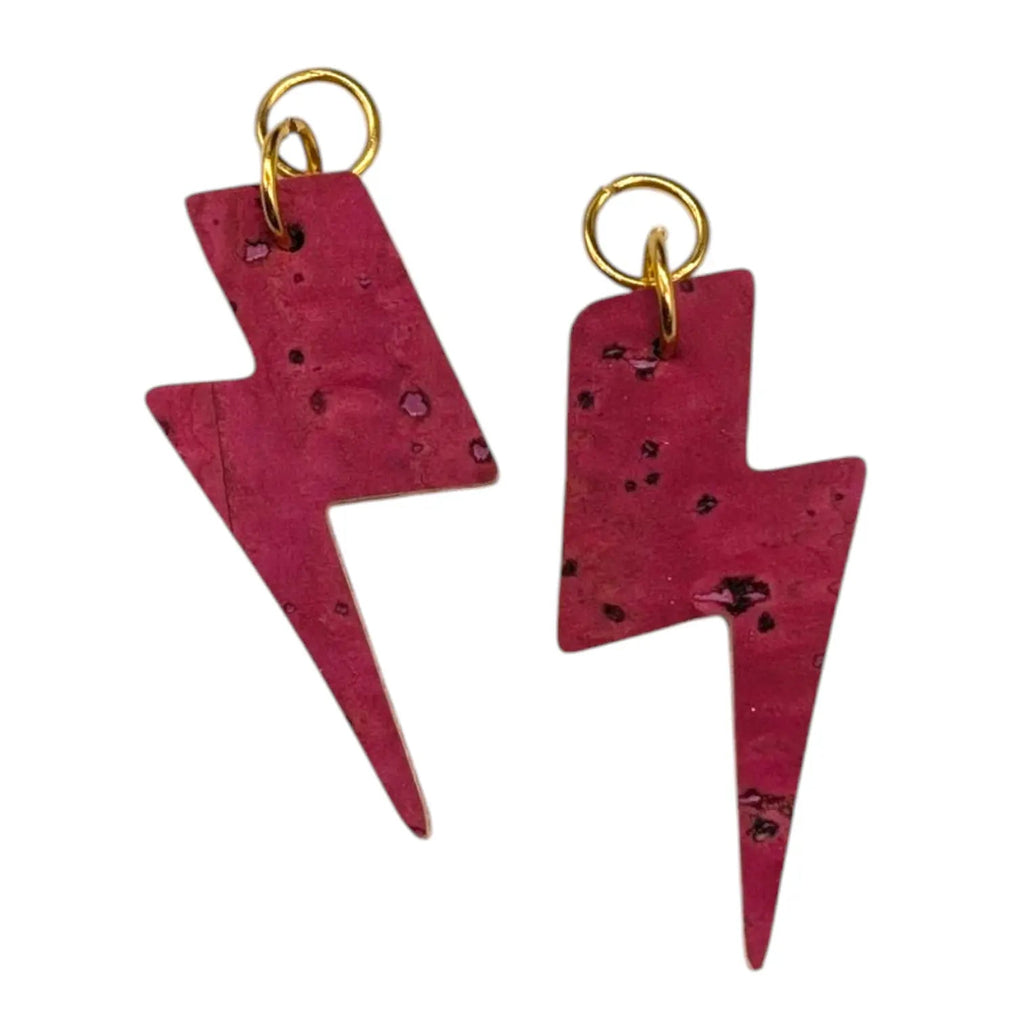 Mustard and pink mini lightning bolt cork charms