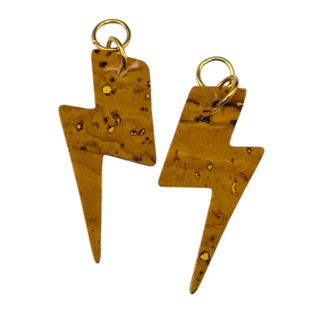 Mustard and pink mini lightning bolt cork charms
