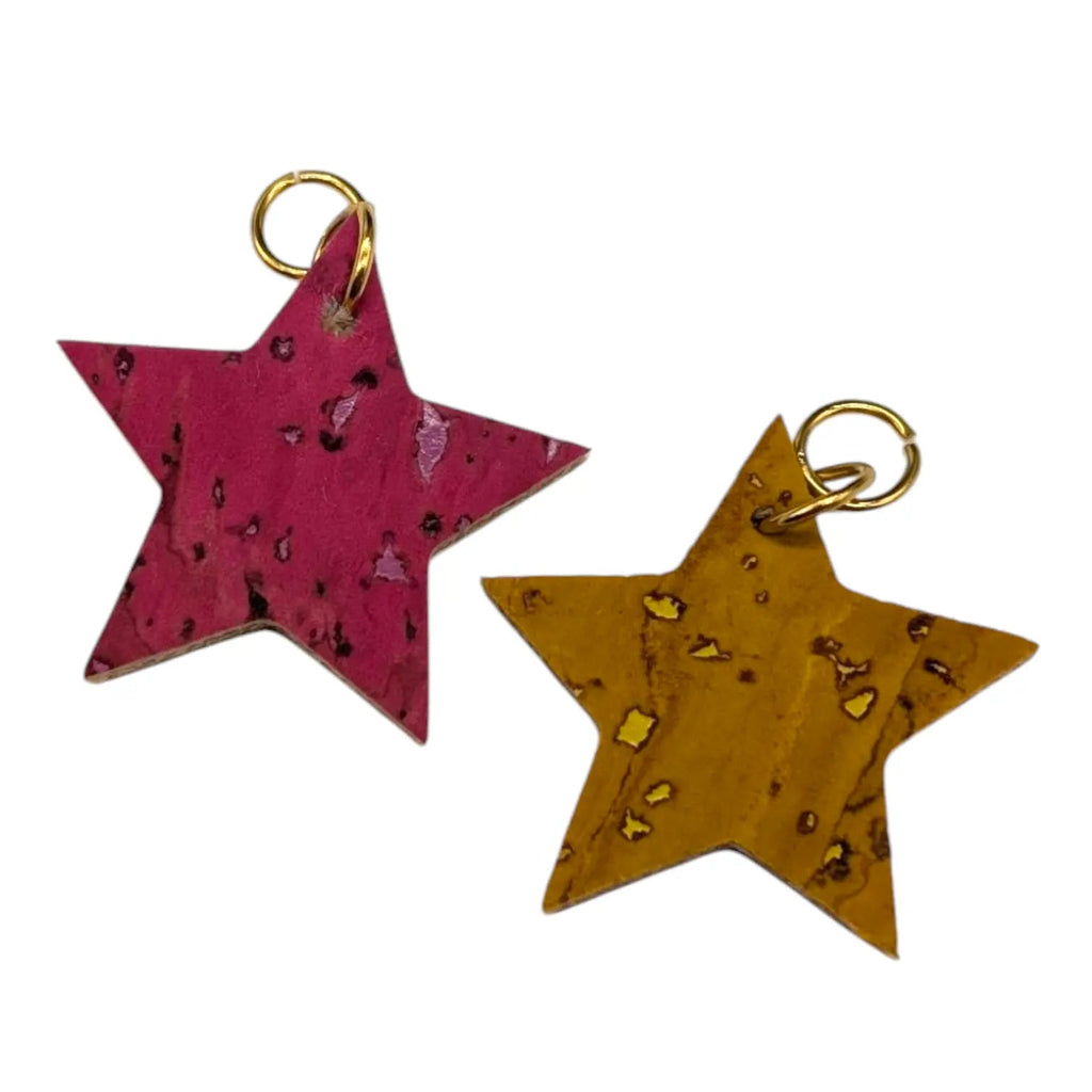 Mustard and pink mini star cork charms