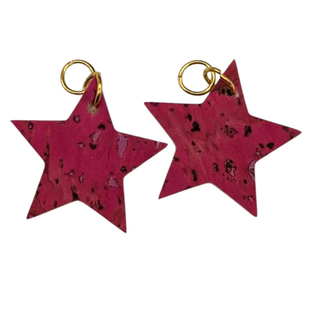 Mustard and pink mini star cork charms