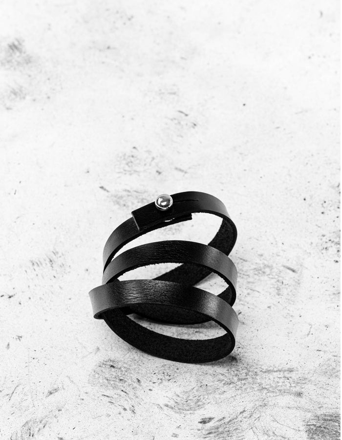 Double Wrap Leather Wristband by Stella Soomlais - Ethically Handcrafted & Zero Waste Design by Stella Soomlais at www.brixbailey.com