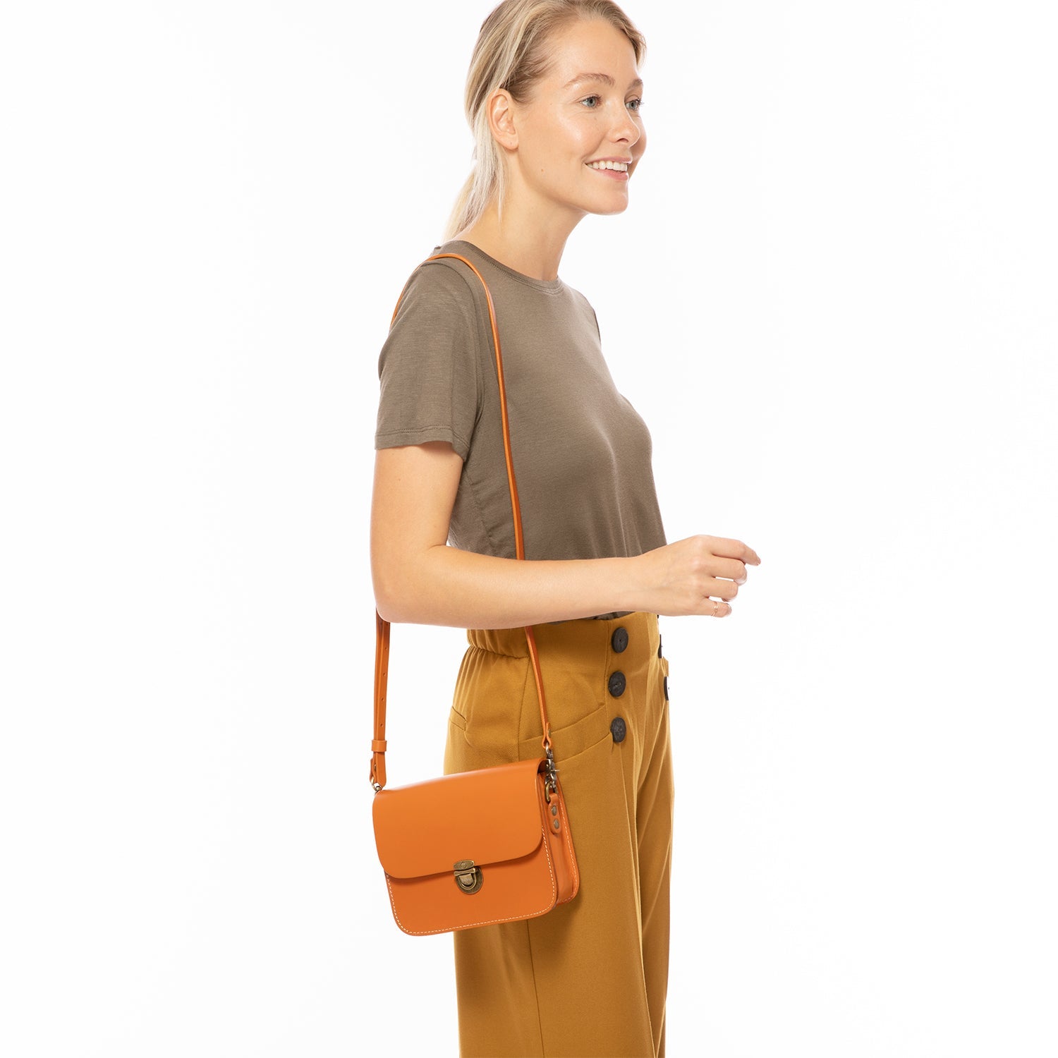 Light Brown Leather Crossbody Bag