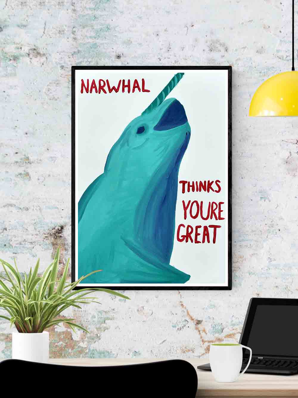Narwhal Thinks Your Great Narwhal Painting Print