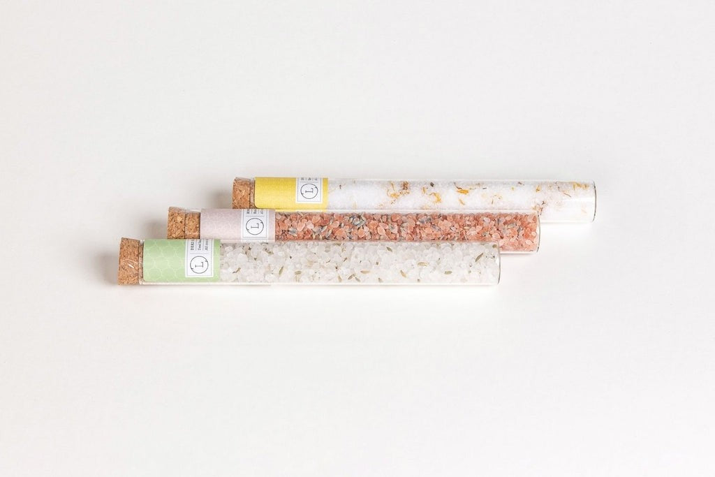 Natural Bath Salts Gift Set in 8 Glass Tubes