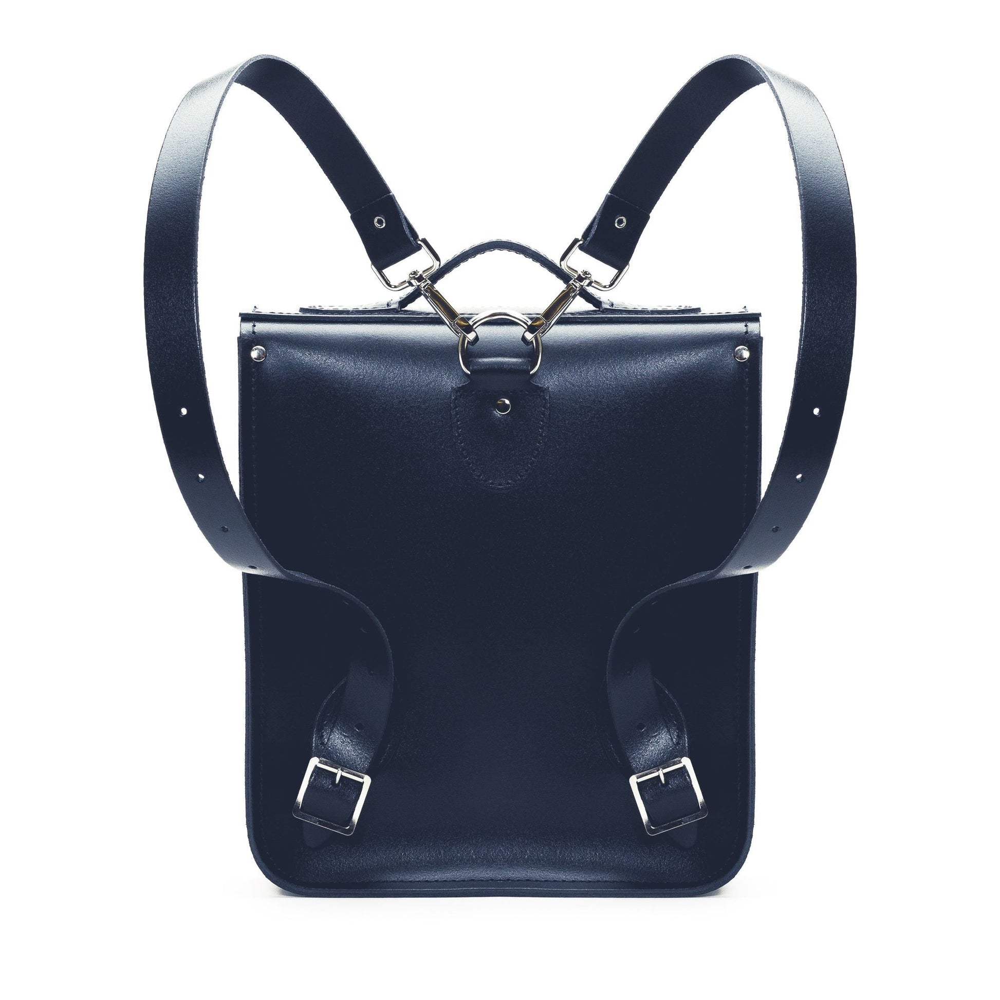 Handmade Leather City Backpack - Navy Blue
