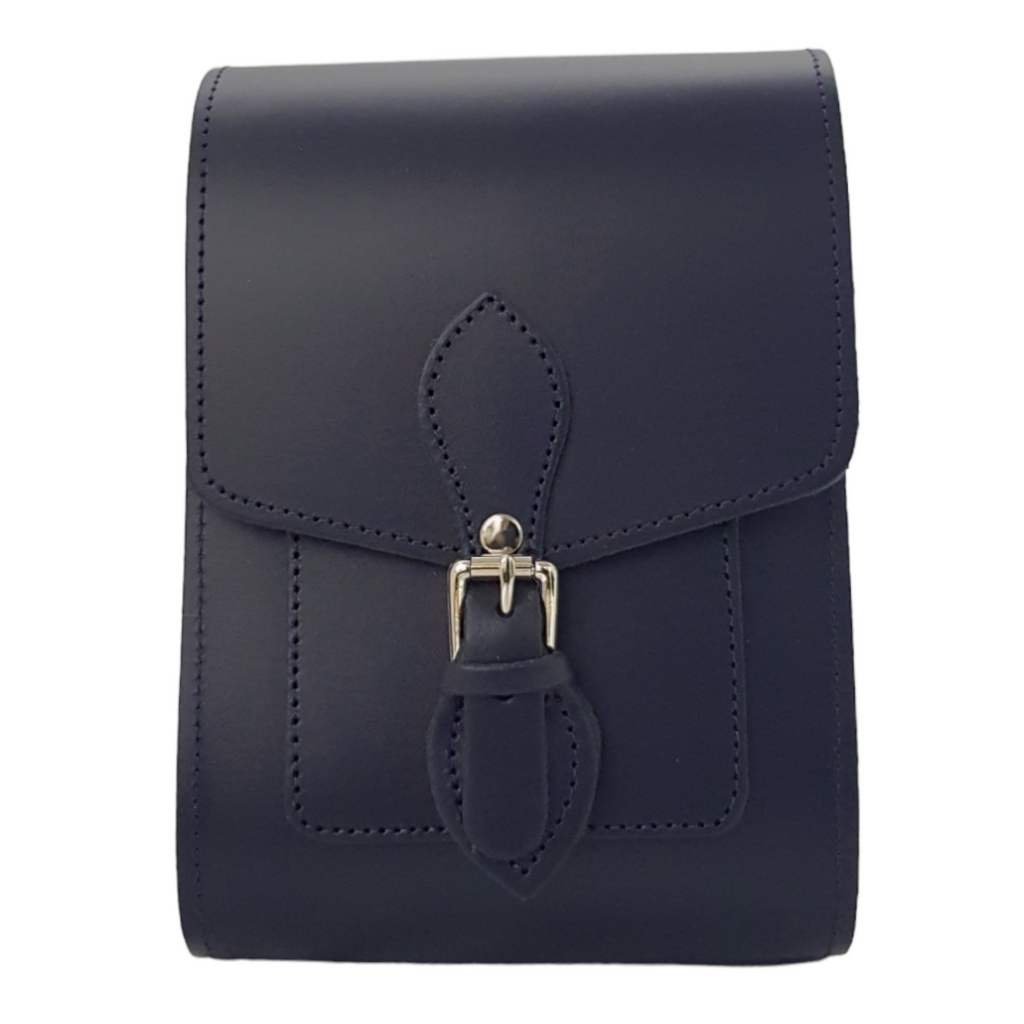 Handmade Leather Festival Phone Bag - Navy Blue
