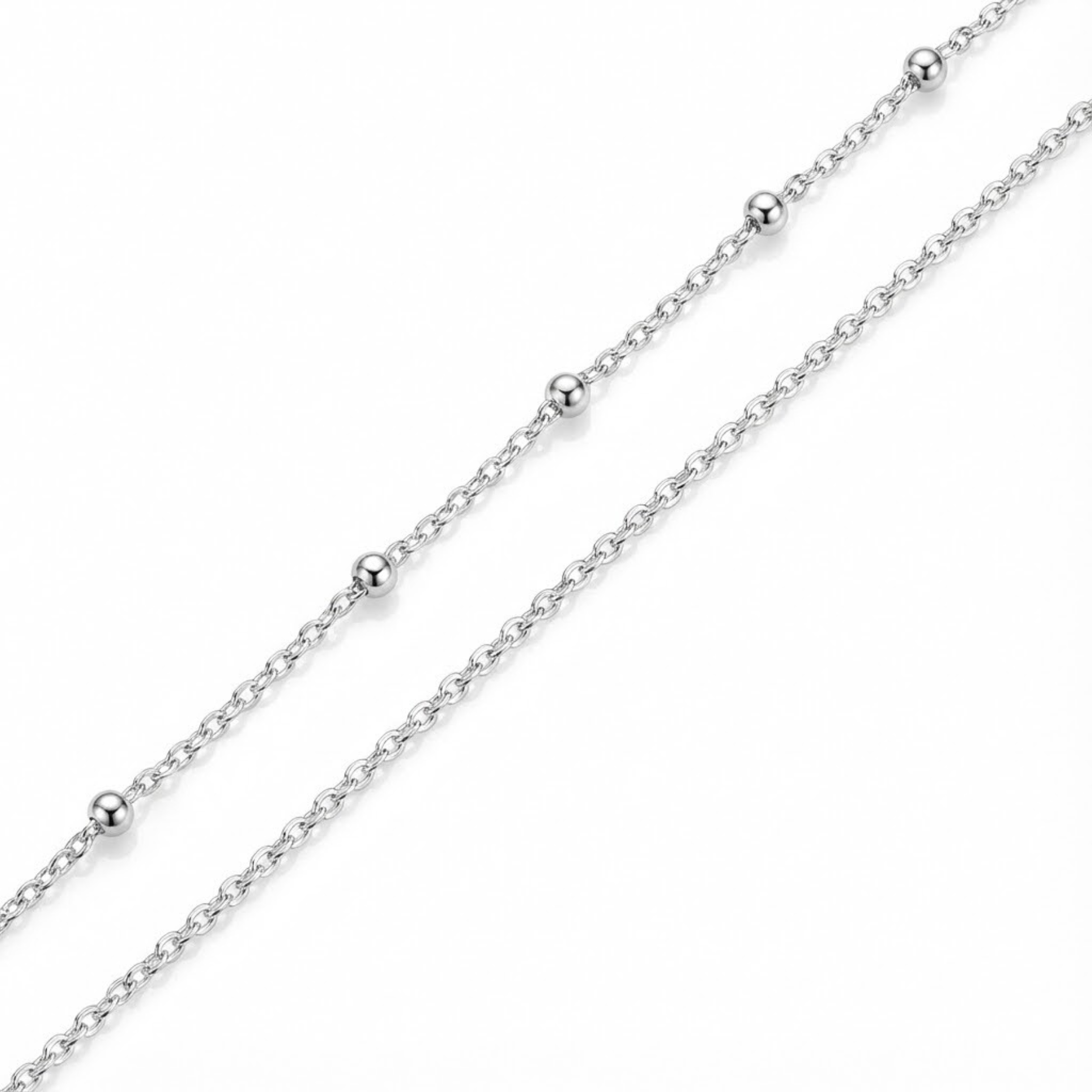 May Birthstone Initial Charm Necklace in Sterling Silver